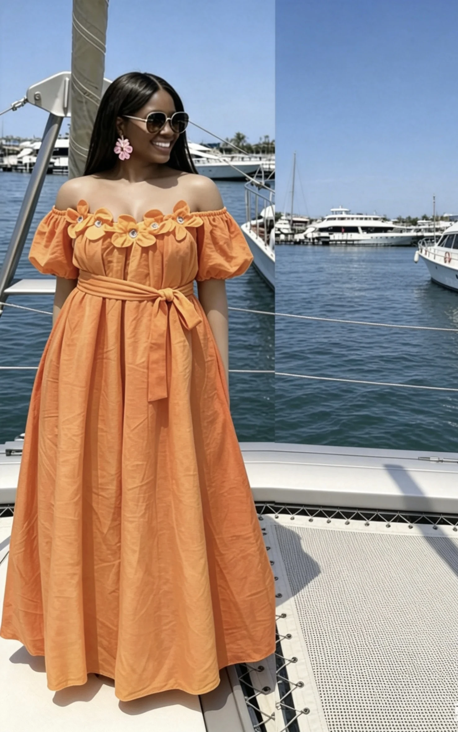 Women's Loose Anti-Wrinkle Printed Lace Casual 3D Flower Kaftan Dress for Summer Beach-Polyester - 图片 6