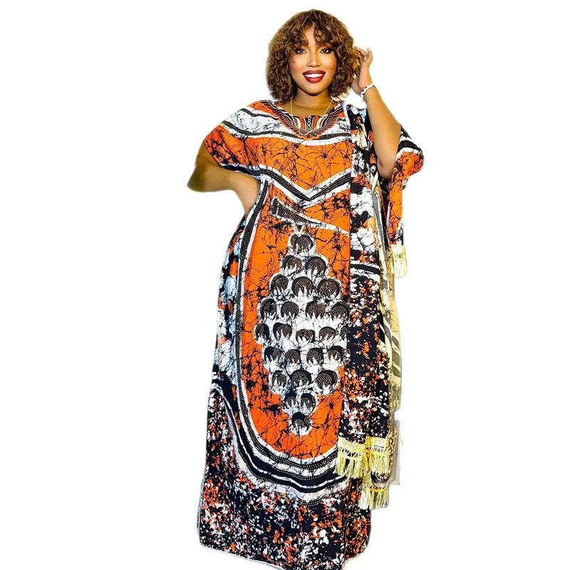 Source Factory Special Muslim Polyester Dashiki Robe Spring Summer Hot Sale Printed Fashion Simple Plus Size Dress African - Image 5