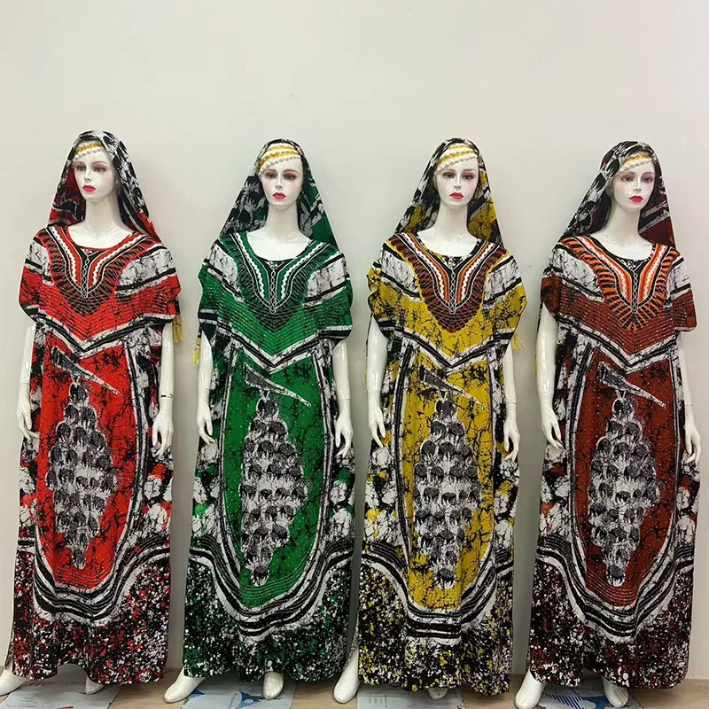 Source Factory Special Muslim Polyester Dashiki Robe Spring Summer Hot Sale Printed Fashion Simple Plus Size Dress African - Image 4