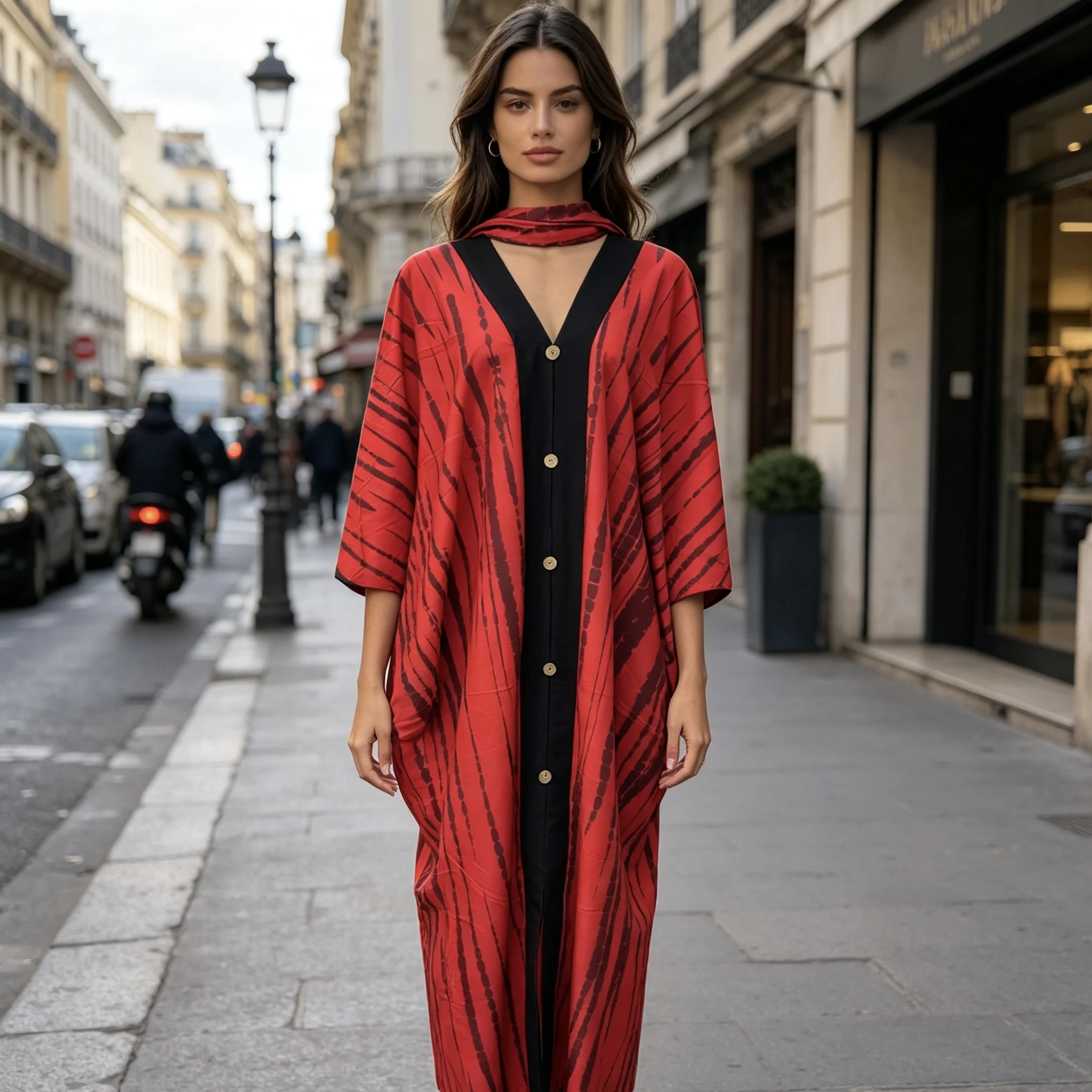 2026 European American Summer Dress for Women African Fashion Printed Button Geometric Pattern Large Size Long Sleeve - Image 2