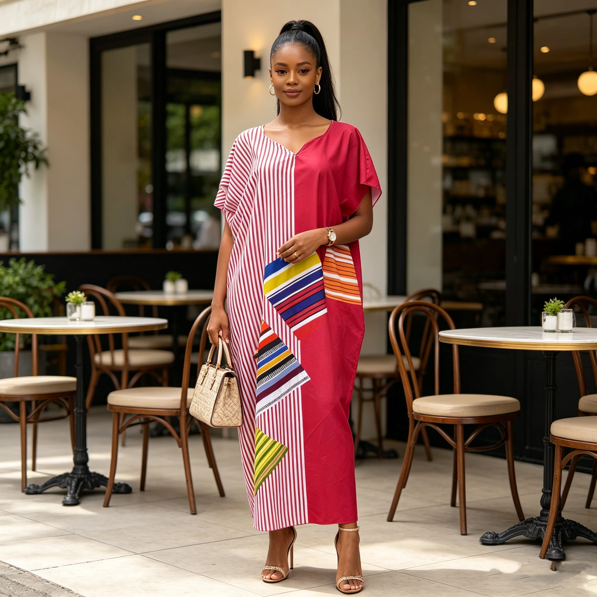 African Print Silk Dashiki Long Plus Size Breathable Dress for Women