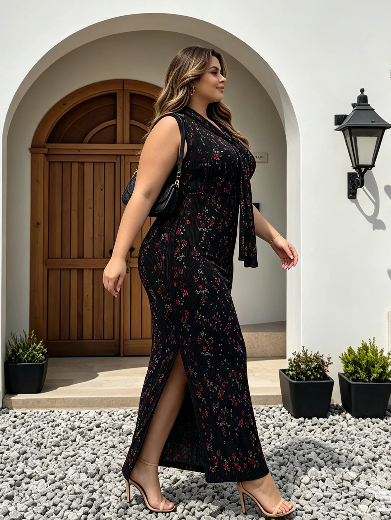 Eco-Friendly Summer Gown Floral Vintage Strapless O-Neck Natural Waist Elegant Stunning New Handmade Floor-Length 2XL