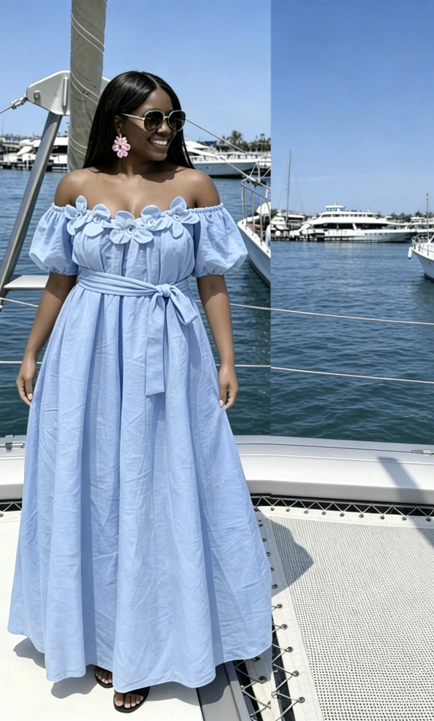 Women's Loose Anti-Wrinkle Printed Lace Casual 3D Flower Kaftan Dress for Summer Beach-Polyester - 图片 4