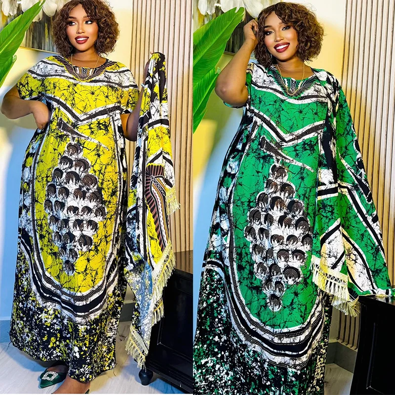 Source Factory Special Muslim Polyester Dashiki Robe Spring Summer Hot Sale Printed Fashion Simple Plus Size Dress African - Image 2