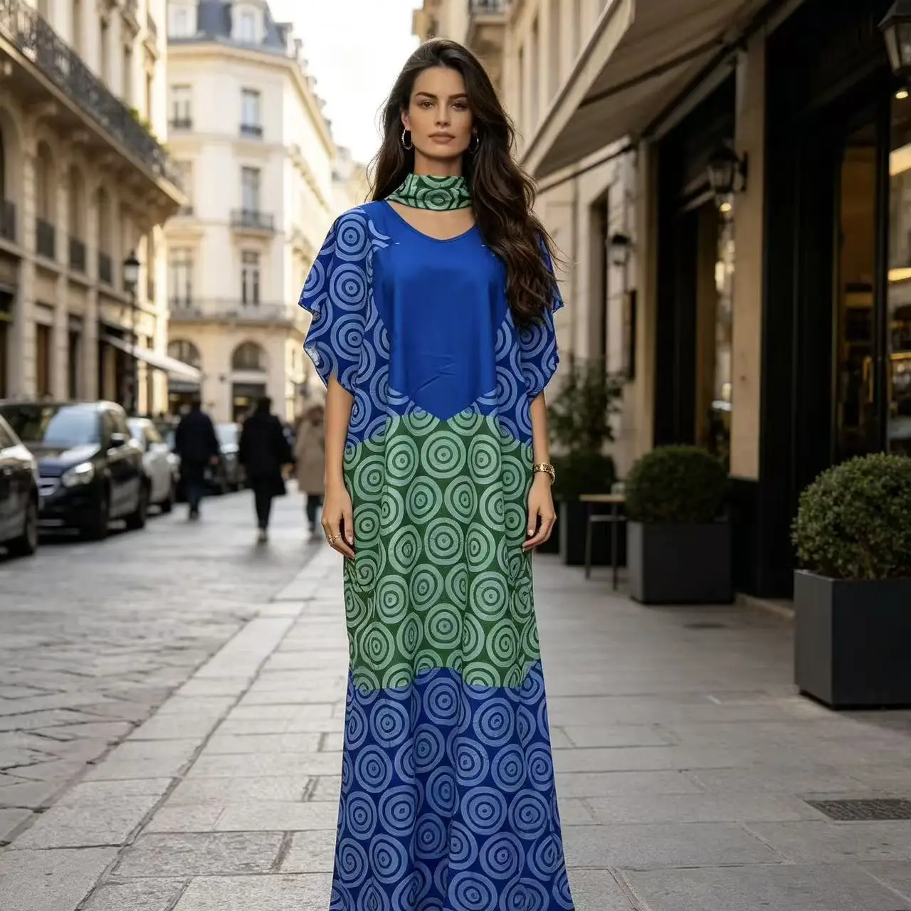 Hot Selling Diamond Robe Plus Size African Dashiki Dress Abaya for Women Long Sleeves Breathable Polyester Rhinestone Design - Image 5