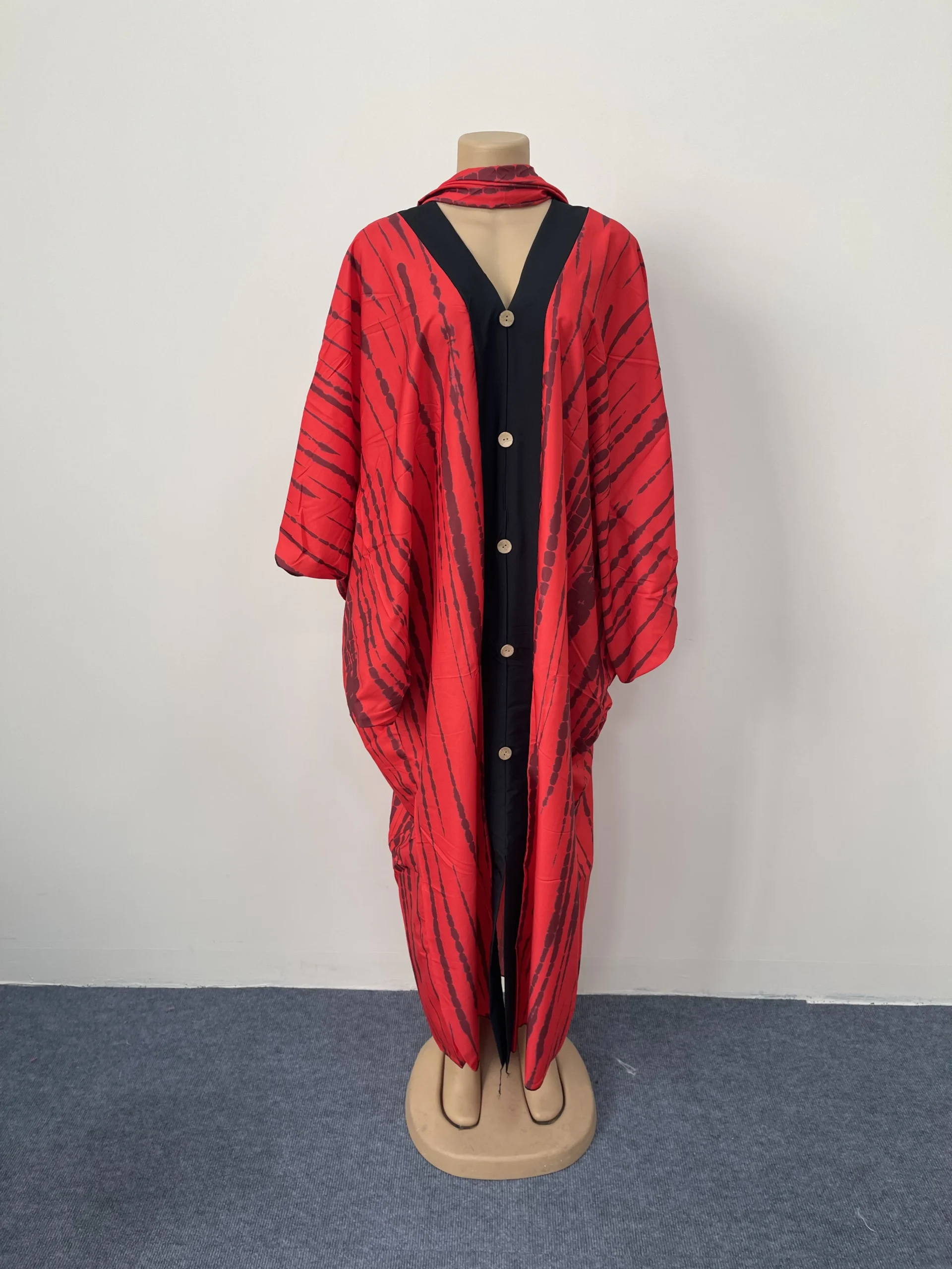 2026 European American Summer Dress for Women African Fashion Printed Button Geometric Pattern Large Size Long Sleeve - Image 6