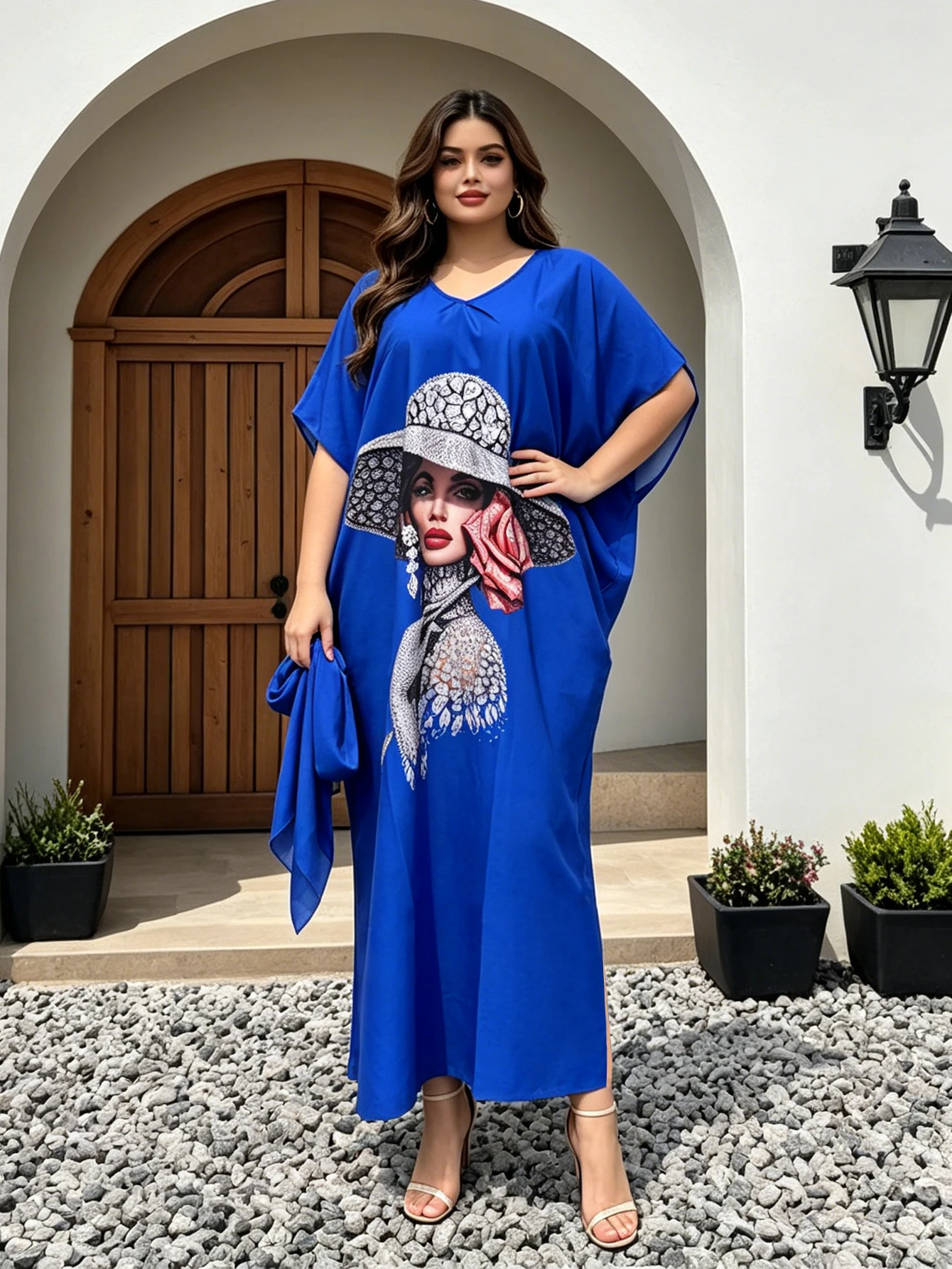 "African Style Women's Embroidered Sequin Dashiki Robe with Large Size Loose Fit and Polyester Material" - 图片 6